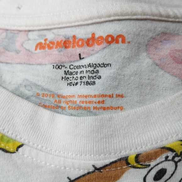 Nickelodeon SpongeBob Characters T-Shirt Large 2019 White Graphic Tee - Picture 2 of 11